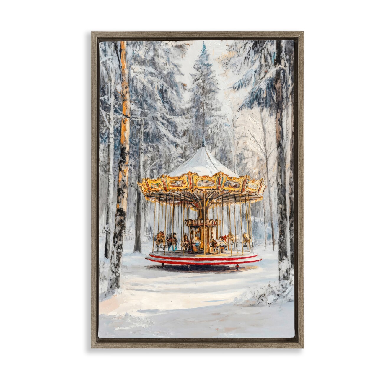 Stupell Industries Winter Wonderland Carousel Floating Frame, design by Petal Prints Design